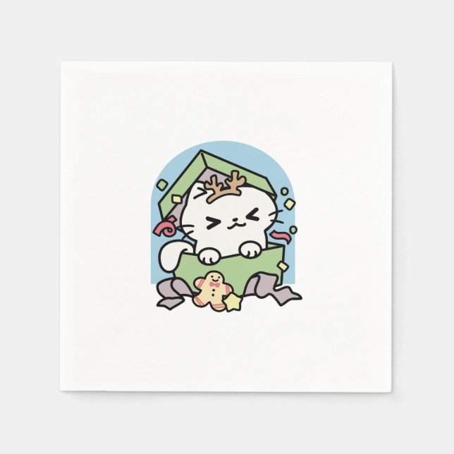 Weihnachtsfeier mit Purr-ty-Time Cat Serviette (Vorderseite)