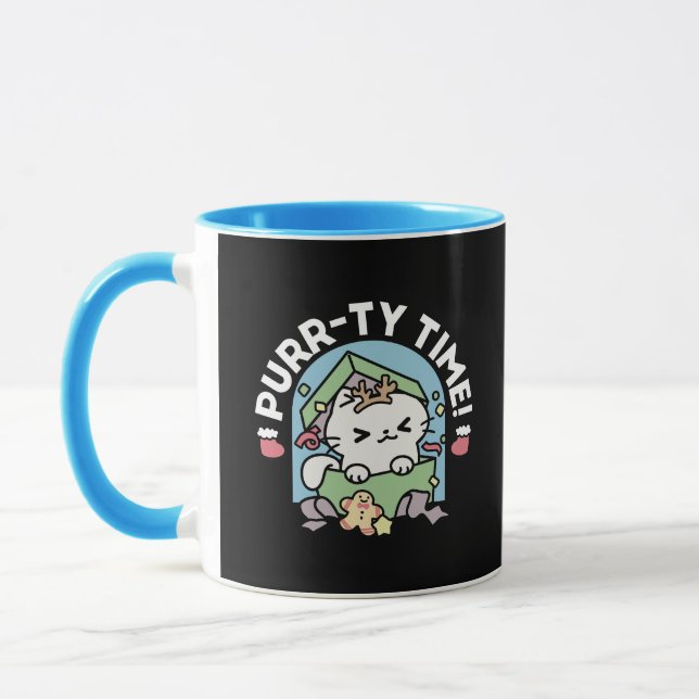 Weihnachtsfeier mit Purr-ty-Time Cat Tasse (Links)