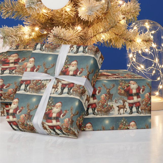 Weihnachtsfeier mit Rentiers & Presentiers Geschenkpapier (Feiertage)