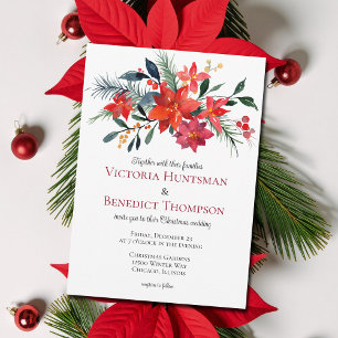 Weihnachtsfeier mit Rotem Flor Poinsettia Winterho Einladung