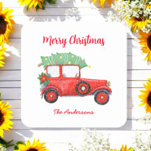 Weihnachtsfeier mit rotem Lastwagen