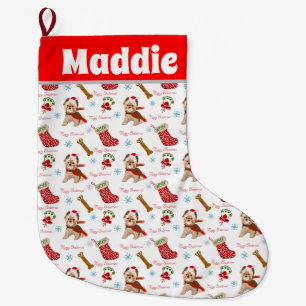 Weihnachtsfeier mit Yorkie-Mustername Großer Weihnachtsstrumpf