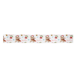 Weihnachtsfeier mit Yorkie Pattern Satinband