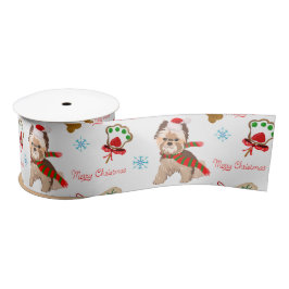 Weihnachtsfeier mit Yorkie Pattern Satinband