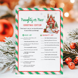 Weihnachtsfeier Naughty oder Nice Spiel Feiertagskarte