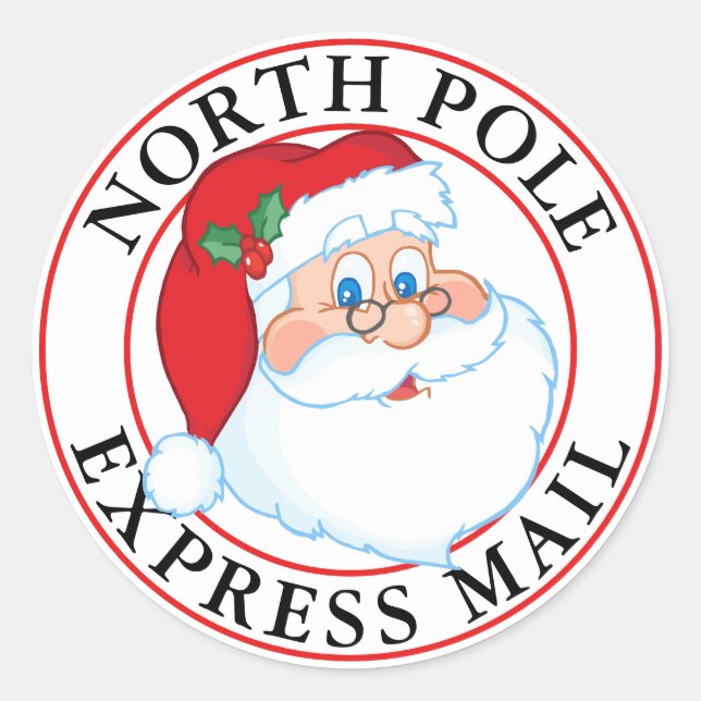 Weihnachtsfeier Nordpol Express Post Runder Aufkleber (Vorderseite)