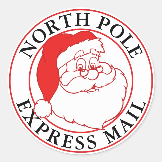 Weihnachtsfeier Nordpol Express Post Runder Aufkleber (Vorderseite)