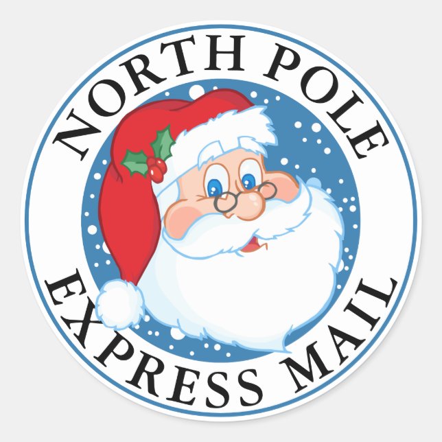 Weihnachtsfeier Nordpol Express Post Runder Aufkleber (Vorderseite)