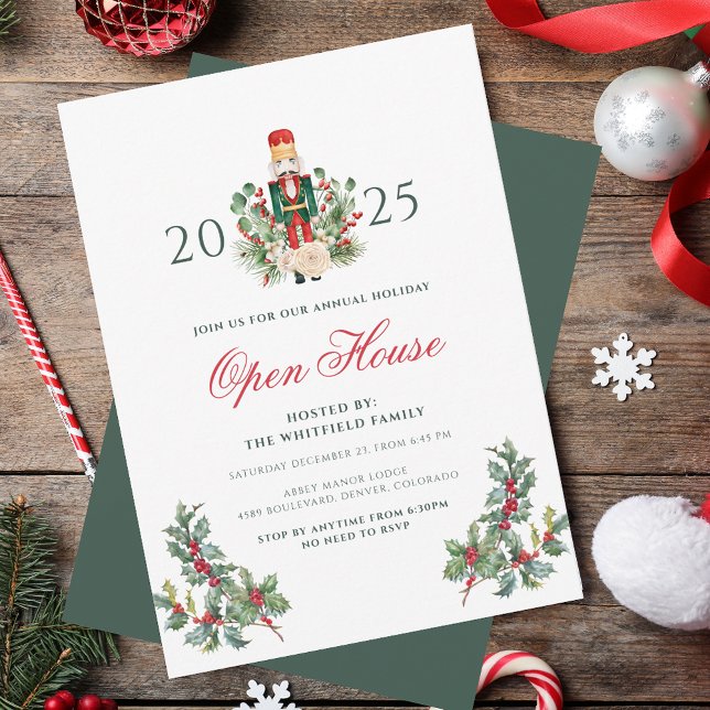 Weihnachtsfeier Nussknacker-Beeren Open House Einladung (Christmas Holiday Nutcracker Berries Open House Invitation)