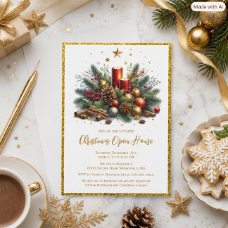 Weihnachtsfeier Offenes Haus Festliche Party Einladung