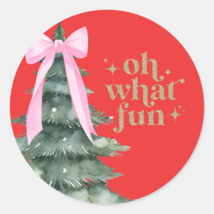 Weihnachtsfeier Oh, Was Für Ein Spaß Pink Runder Aufkleber