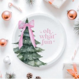 Weihnachtsfeier Oh, was Spaß Rosa Pappteller