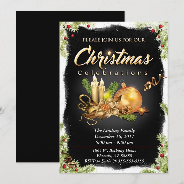Weihnachtsfeier Party Einladung (Vorne/Hinten)