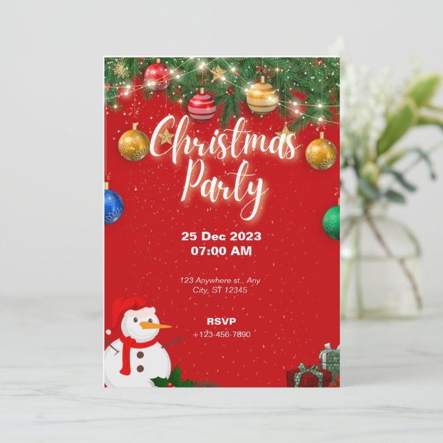 Weihnachtsfeier Party Einladung (Stehend Vorderseite)