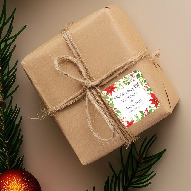 Weihnachtsfeier Personalisiert Quadratischer Aufkleber (Von Creator hochgeladen)