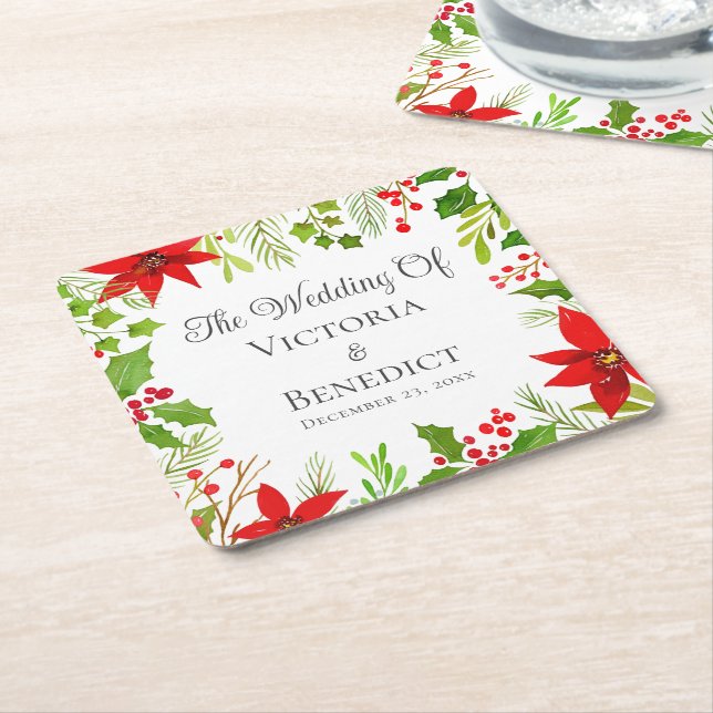 Weihnachtsfeier Personalisiert Rechteckiger Pappuntersetzer (angewinkelt)
