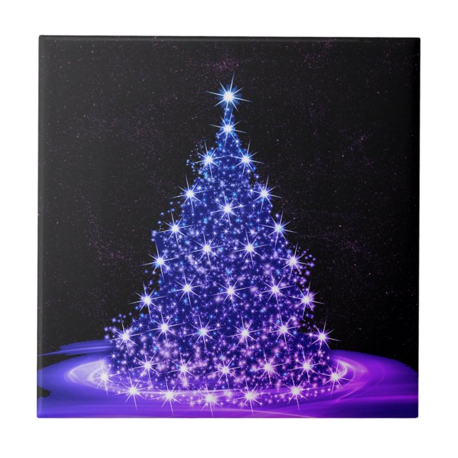 Weihnachtsfeier Pink Blau Baum Winter Schwarz Rust Fliese (Vorderseite)