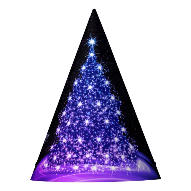 Weihnachtsfeier Pink Blau Baum Winter Schwarz Rust Partyhütchen (Vorderseite)