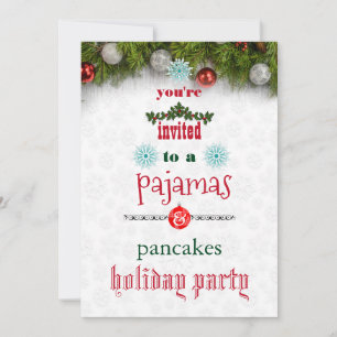 Weihnachtsfeier-Pyjamas und Pfannkuchen Familienpa Einladung