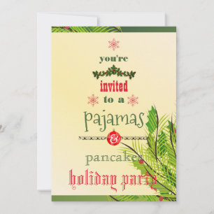 Weihnachtsfeier-Pyjamas und Pfannkuchen-Familienpa Einladung