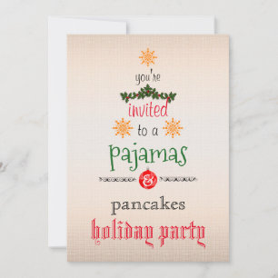 Weihnachtsfeier-Pyjamas und Pfannkuchen-Familienpa Einladung
