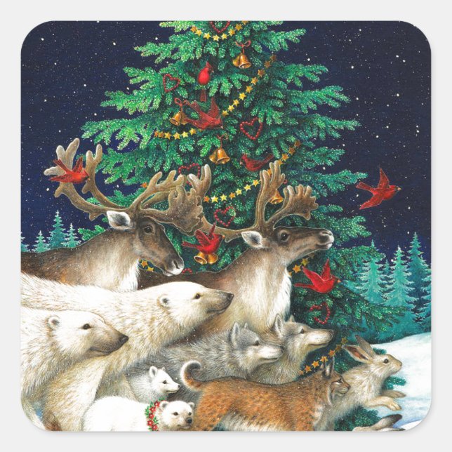 Weihnachtsfeier Quadratischer Aufkleber (Vorderseite)