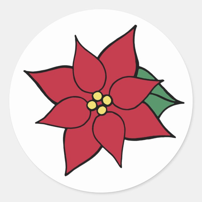 Weihnachtsfeier Red Poinsettia Aufkleber (Vorderseite)