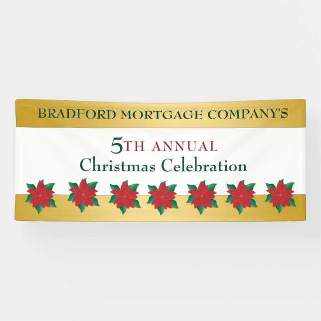 Weihnachtsfeier Red Poinsettia Banner (Horizontal)
