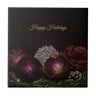 Weihnachtsfeier Rosa Ornamente Grüne Blätter Schwa Fliese