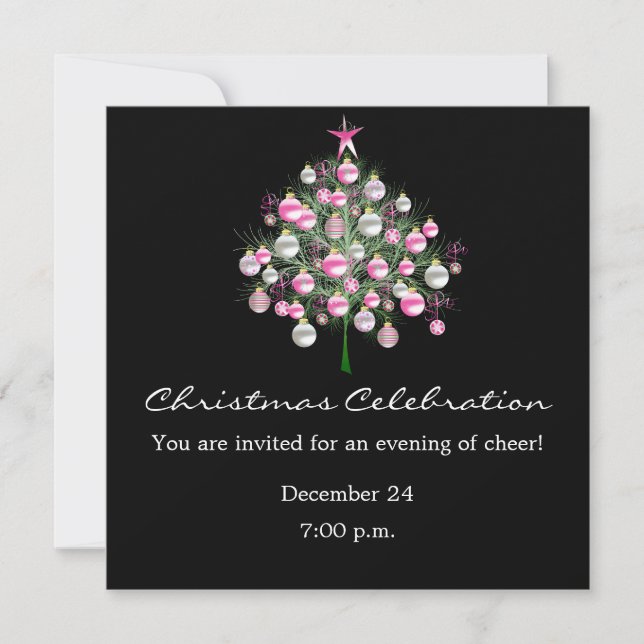 Weihnachtsfeier-Rosa-Themenorientierte Einladung (Vorderseite)