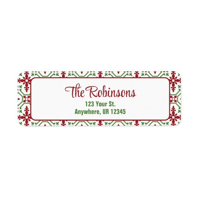 Weihnachtsfeier Rot & Grün Schneeflocken-Adresse (Vorne)
