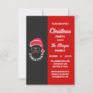 Weihnachtsfeier Rot Schwarz Einladung