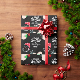 Weihnachtsfeier Rot Schwarz Geschenkpapier