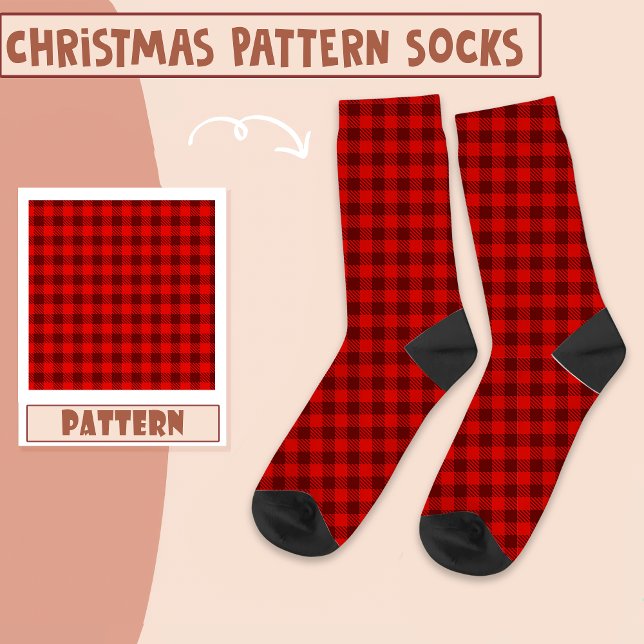 Weihnachtsfeier Rot und Schwarz Muster Socken (Von Creator hochgeladen)
