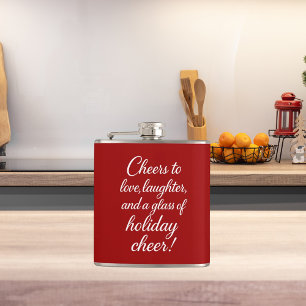 Weihnachtsfeier rot weiß Liebe Lachen Freude Flachmann