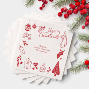 Weihnachtsfeier Rote Lieblingsdinge Handgezeichnet Serviette