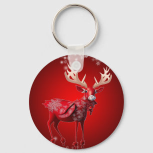 Weihnachtsfeier Rotes Rentier Winterferien Schlüsselanhänger