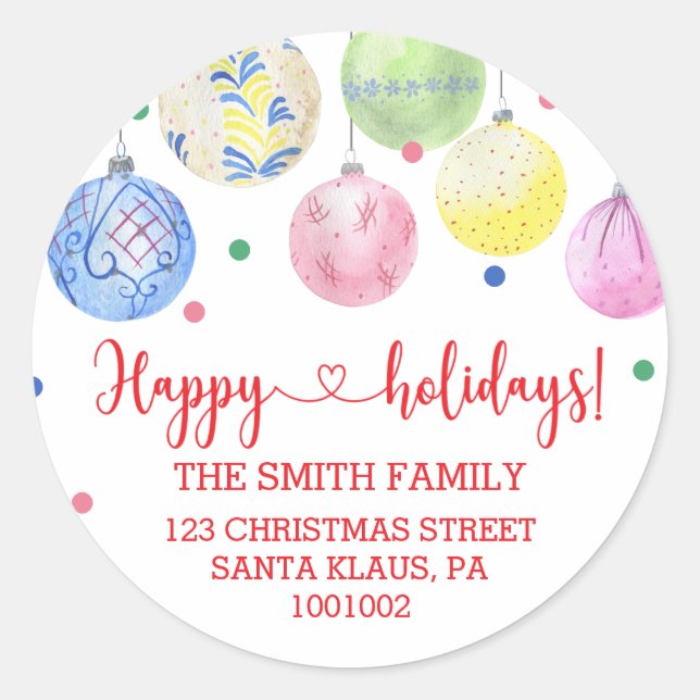 Weihnachtsfeier Rücksendeadresse Runder Aufkleber (Vorderseite)