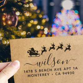 Weihnachtsfeier Rücksendeadresse Santa Claus Sleig Permastempel