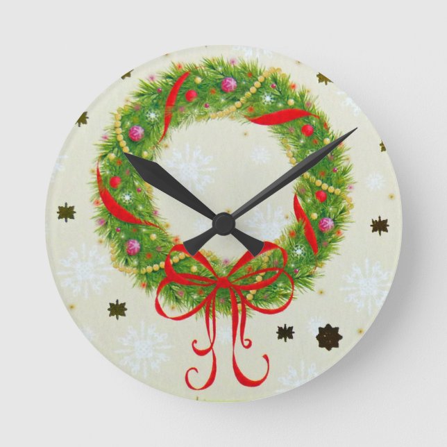 Weihnachtsfeier Runde Wanduhr (Vorderseite)