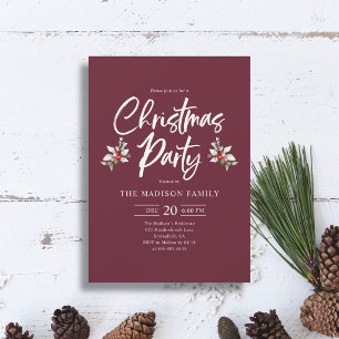 Weihnachtsfeier Schrift Berry Tiefrot Einladung
