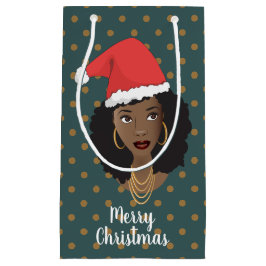 Weihnachtsfeier, Schwarze Frau, braune Punkte, Aqu Kleine Geschenktüte