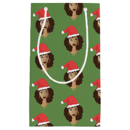Weihnachtsfeier, Schwarze Frau, Grün Kleine Geschenktüte
