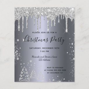 Weihnachtsfeier Silber Glitter Budgeto-Einladung Flyer
