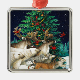 Weihnachtsfeier Silbernes Ornament
