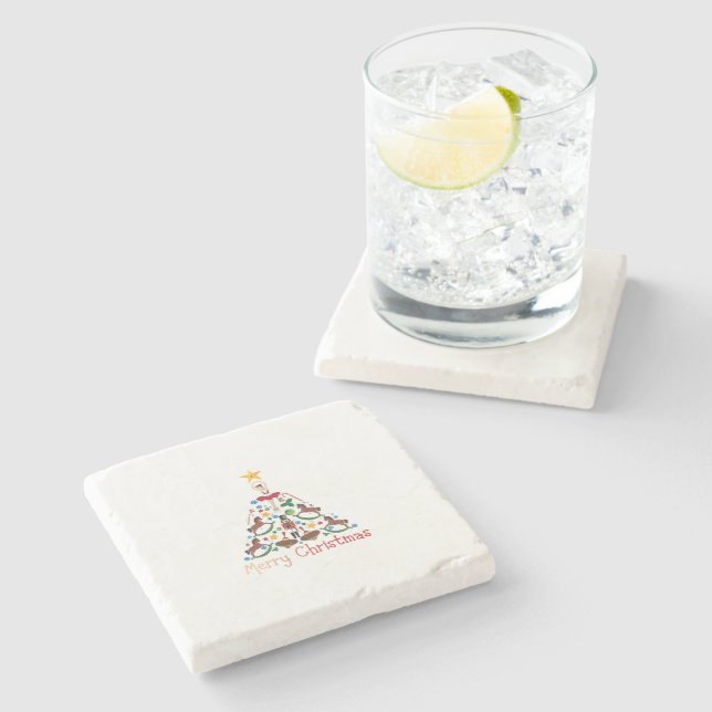 Weihnachtsfeier Steinuntersetzer (Seitenansicht)