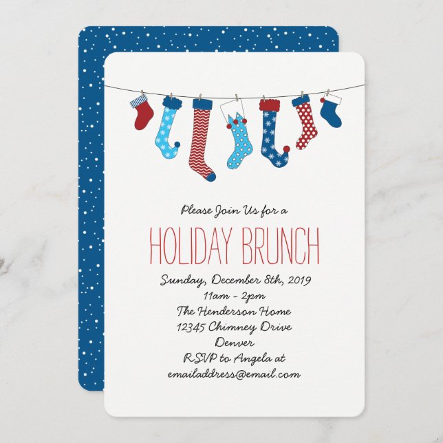 Weihnachtsfeier Strumpf Einladung (Vorne/Hinten)
