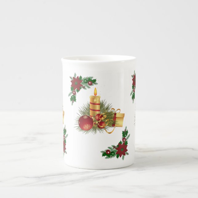 Weihnachtsfeier Tasse, Weihnachtsrot Prozellantasse (Vorderseite)