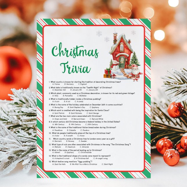 Weihnachtsfeier Trivia-Spiel Feiertagskarte (Christmas Party Games)