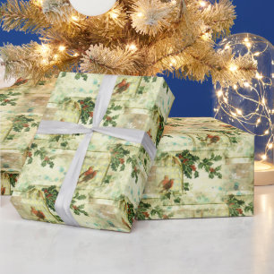 Weihnachtsfeier und Vögel Geschenkpapier